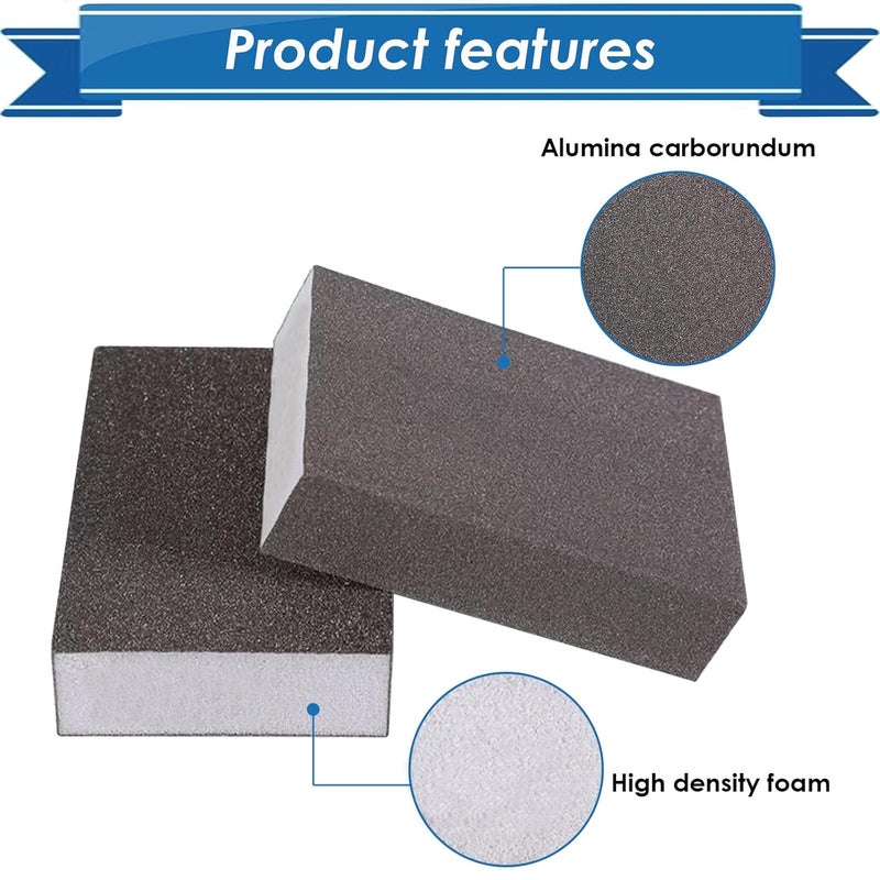 Eoppen 6Pcs Sanding Sponge 60 Grit Sanding Block Washable and Reusable for Wood, Metal, Wall Polish - Image 2